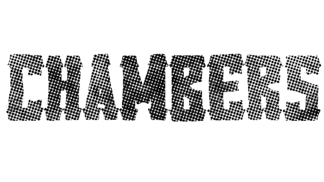 Bold, blocky font with a grid overlay creating a textured pattern.