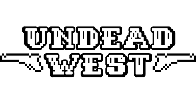 Pixelated western font with pixel rifle graphics flanking "WEST".
