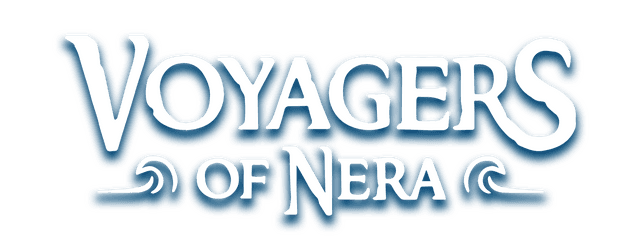 Stylized serif font with flowing wave accents and blue shadow effect.