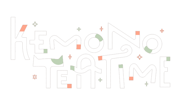 Stylized playful font with wavy letters and pastel accent shapes.