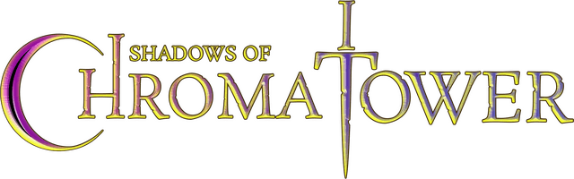 Gold serif font with a sword replacing the "T"; purple accent crescent.