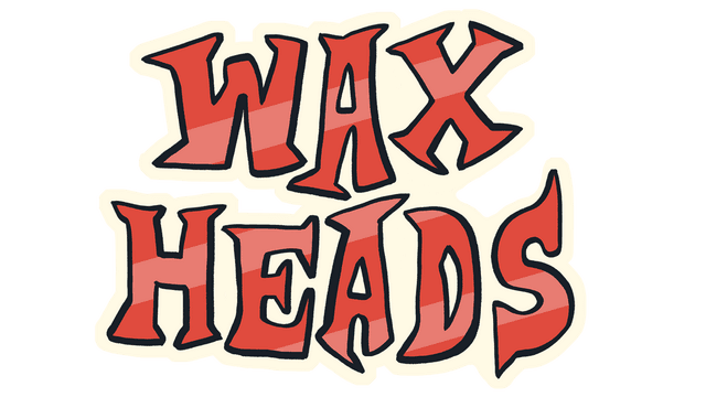 Curved, red letters with bold outlines; retro cartoon style.