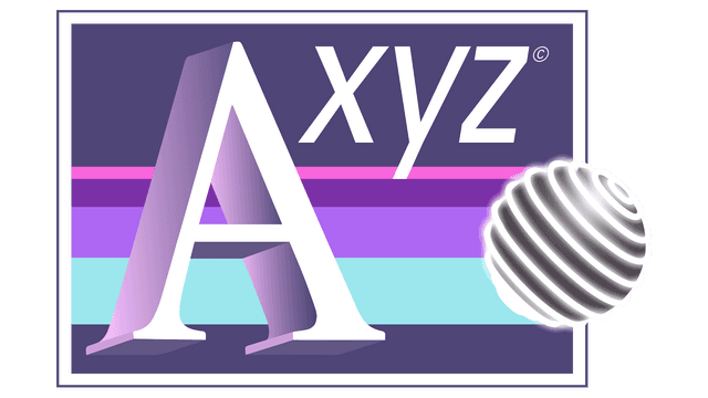Retro styled text with vaporwave stripes and glowing spiral sphere.