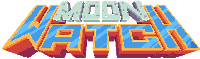 Blocky 3D letters with pixelated texture and orange and blue outlines.