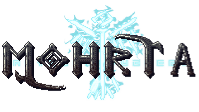 Stylized medieval font with icy blue snowflake behind text.