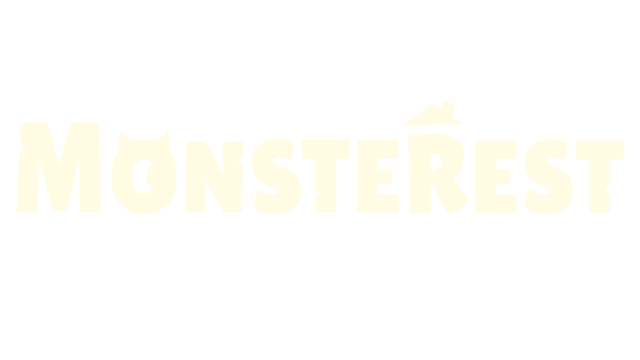 Blocky font; roof with chimney on R; O resembles a horned monster face.