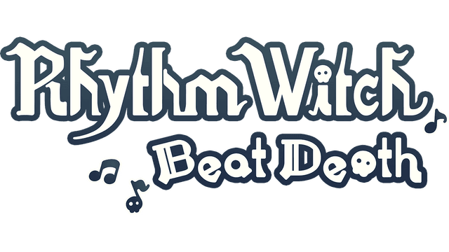 Playful font with curvy letters, skull motifs, and small music note accents.