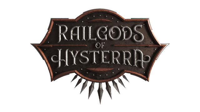 Stylized metallic font with intricate curves on shield-like frame with spikes.