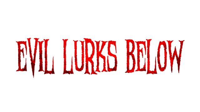 Red distressed text with jagged edges, creating a sinister effect.