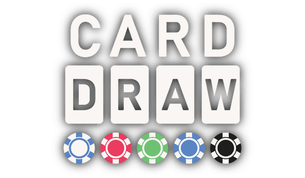 "DRAW" shaped like cards, bold sans-serif font, casino chip accents.