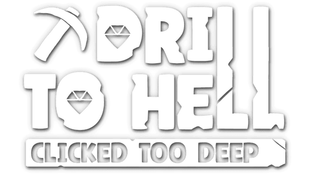 Blocky, bold text with pickaxe and gem icons integrated. Broken edges.