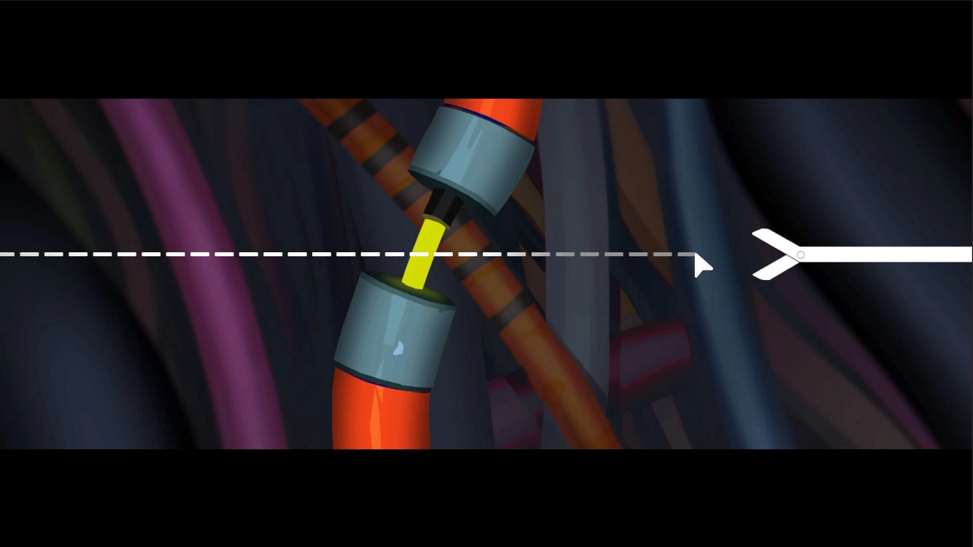 All Our Broken Parts: Repairing robot wires with a precise tool in a dark, tangled cable environment