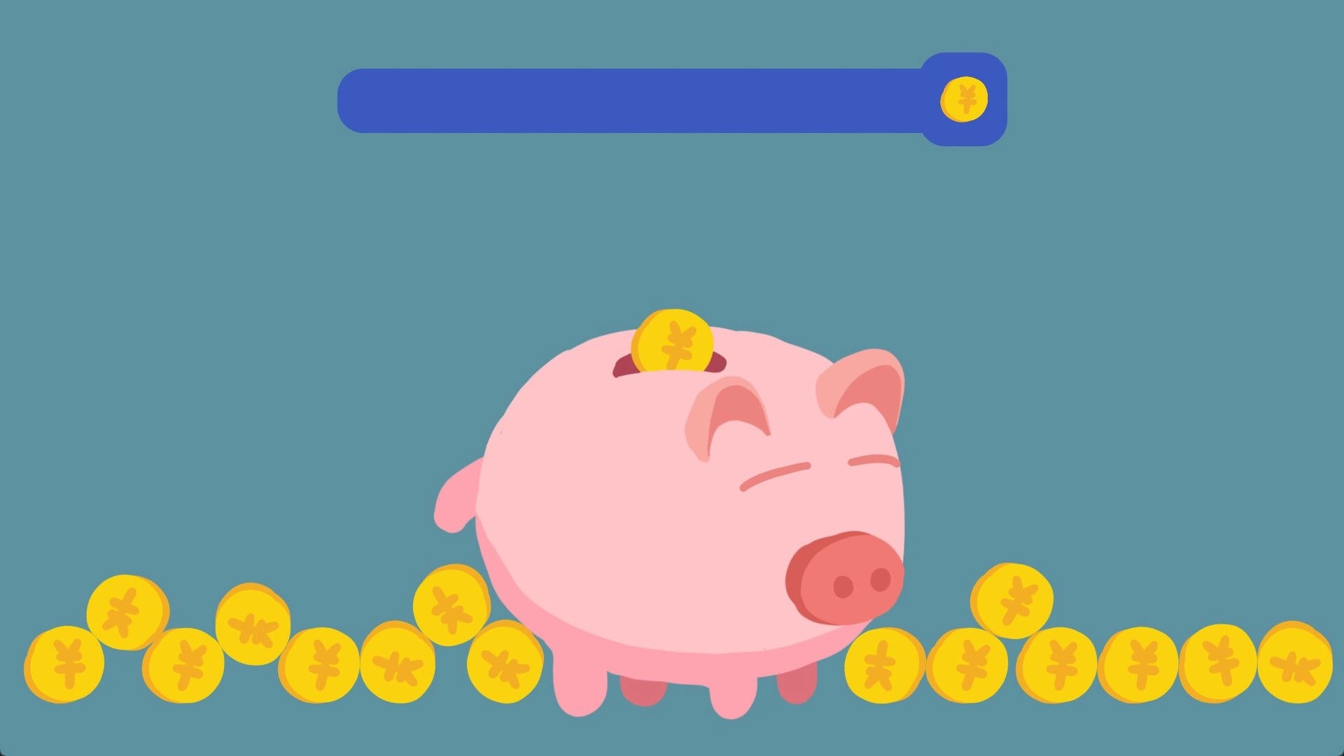 Dove Days: Piggy bank collecting coins with progress bar in a simple and colorful puzzle interface
