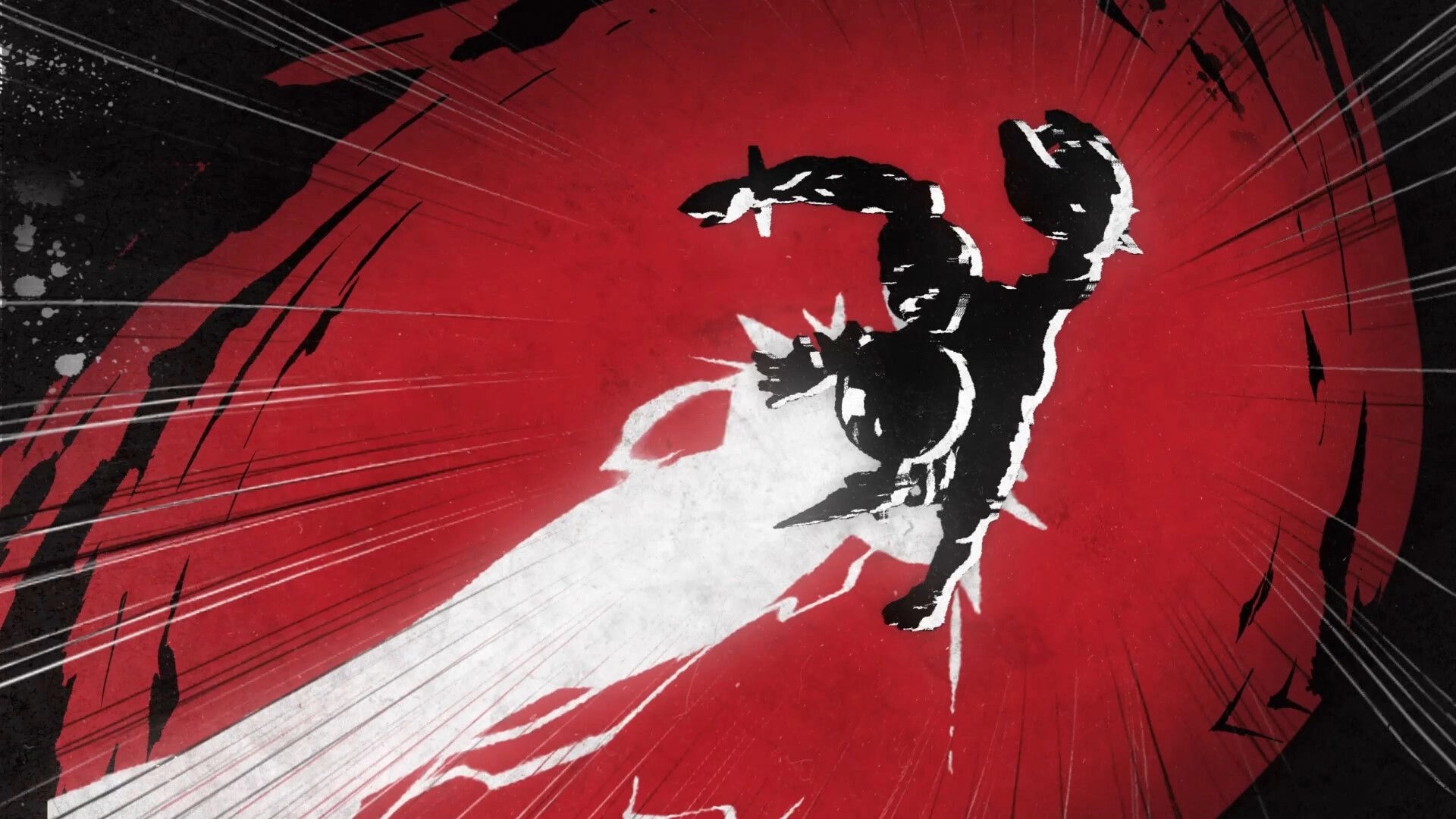 Furyball: Silhouetted fighter recoils from a blazing ball impact against a red comic-style backdrop.