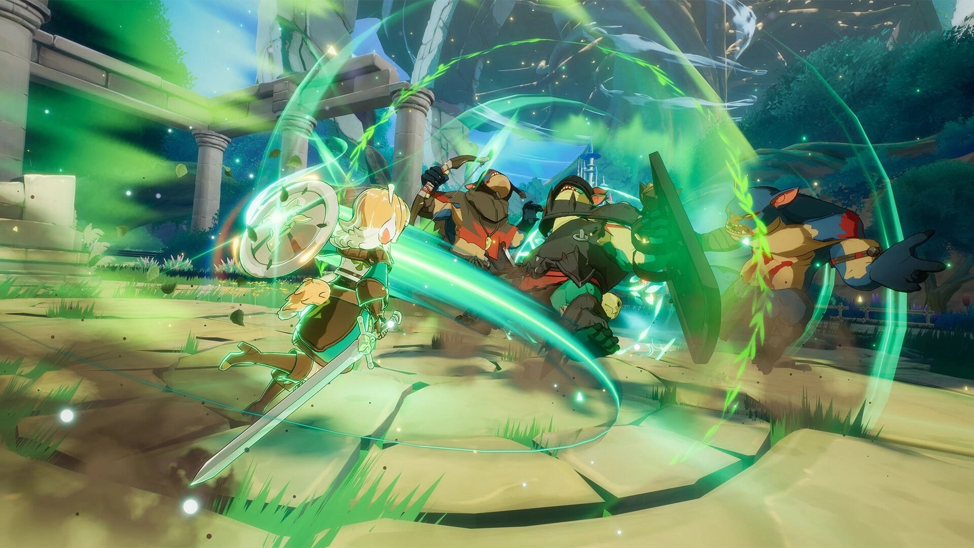 LIMIT ZERO BREAKERS: Hero unleashes a powerful sword attack against enemies in ancient ruins setting