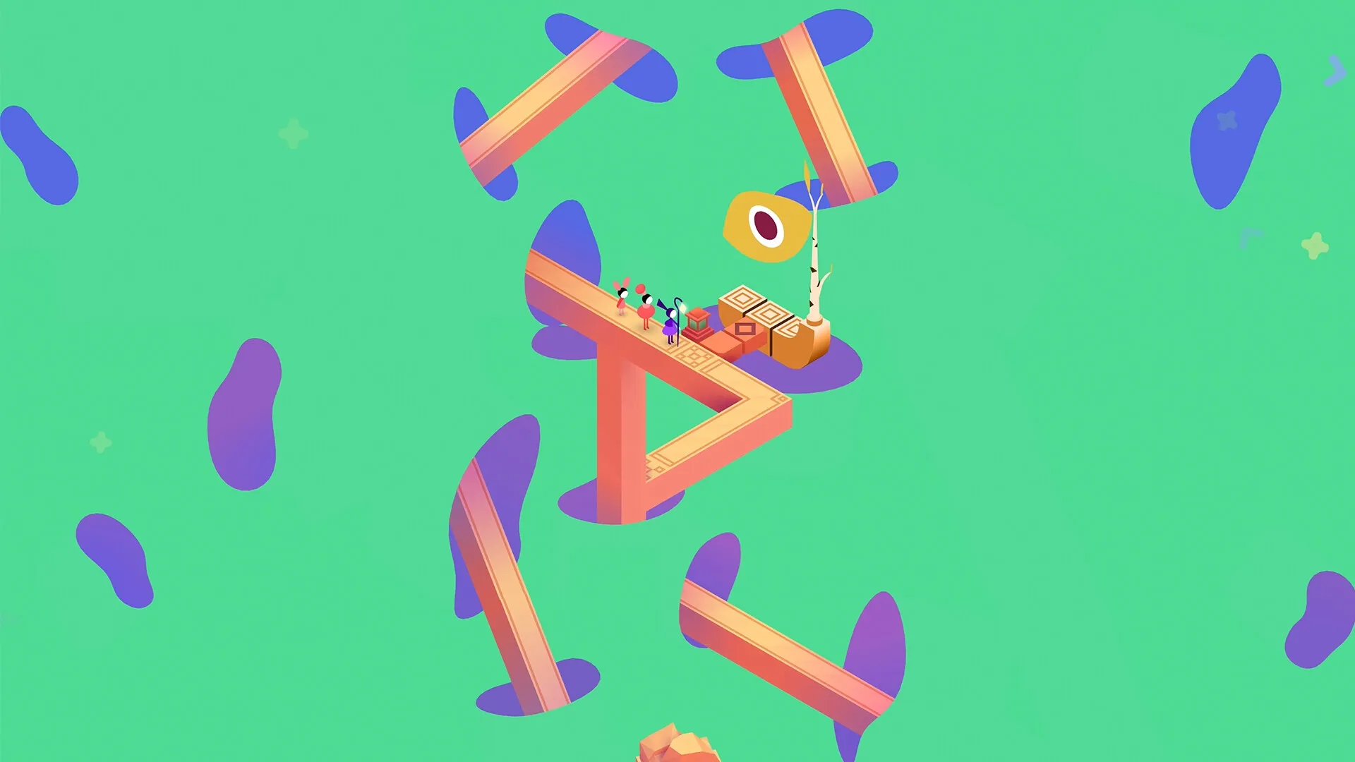 Monument Valley 3: Noor navigates an MC Escher-inspired path with floating platforms in a surreal landscape.