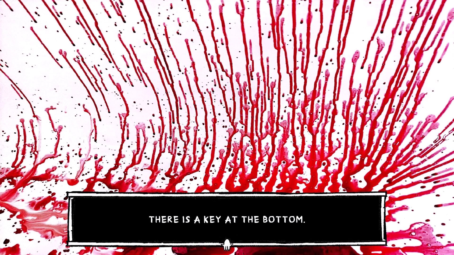 Paper Bleed: Red ink splatters on white background, text box reads "There is a key at the bottom"