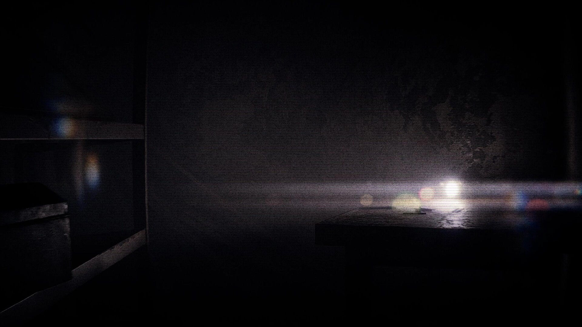 Psalm 2: First-person view of a dim elevator interior, blurred light streaks across dark metal walls.
