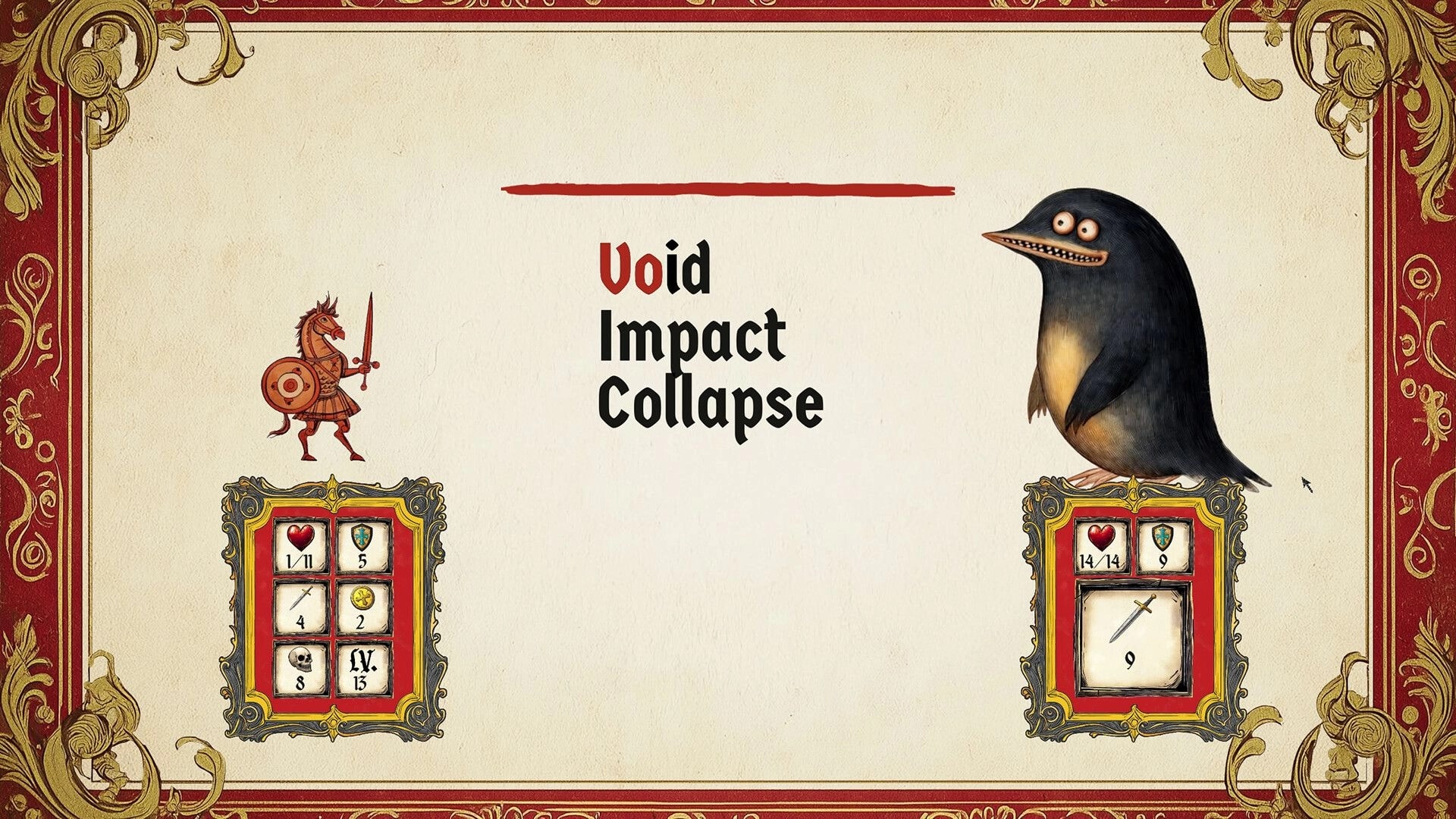 Type or Die: Combat word choices versus a bird enemy on a medieval manuscript battle screen UI.