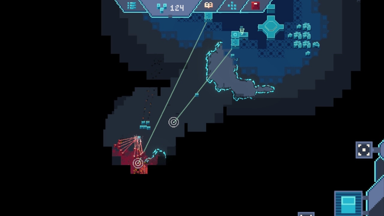 A Byte War: Strategic map view with block-based structures and enemy nodes in a dark digital landscape.
