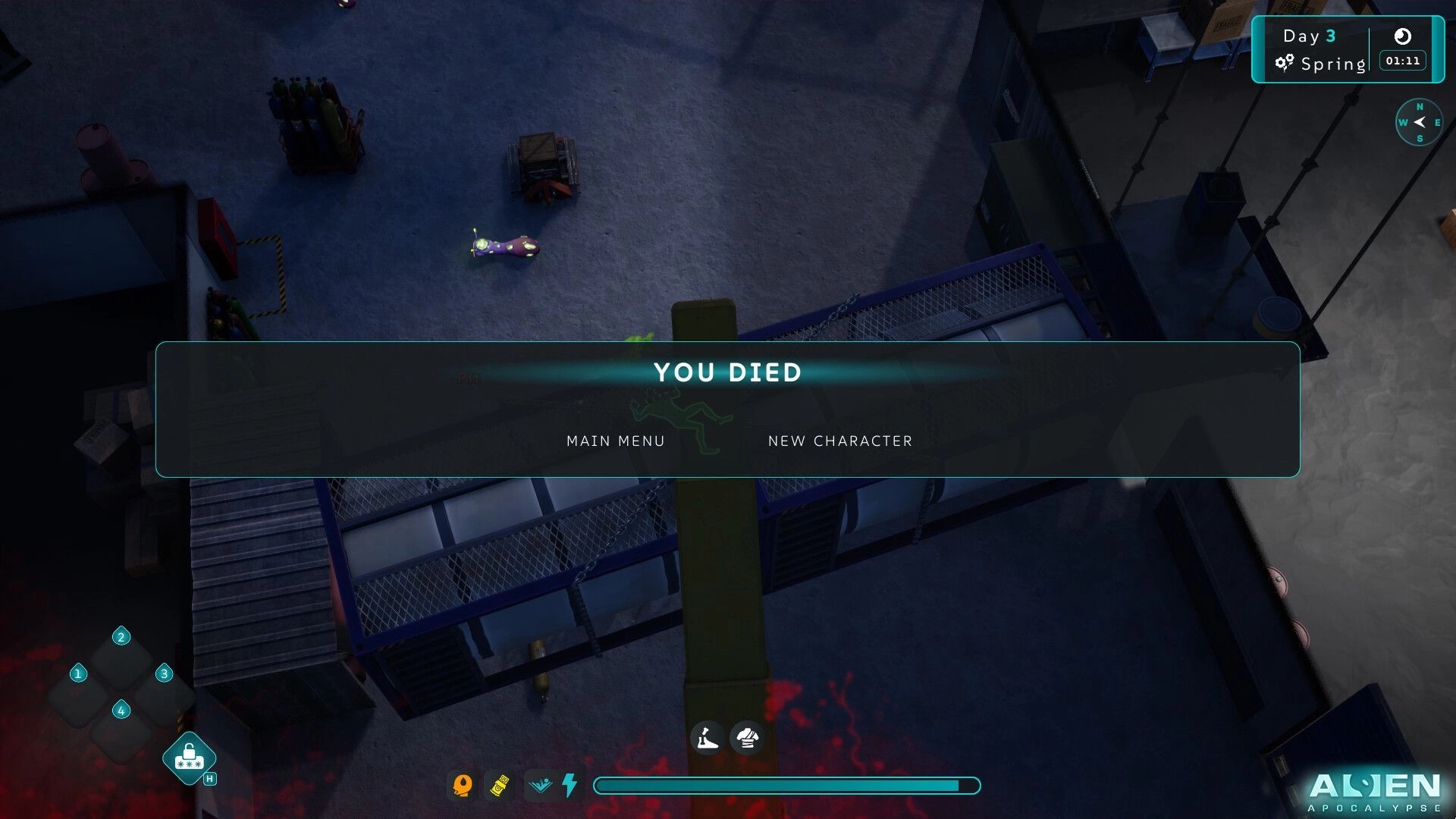 Alien Apocalypse: Screenshot showing game interface and gameplay elements