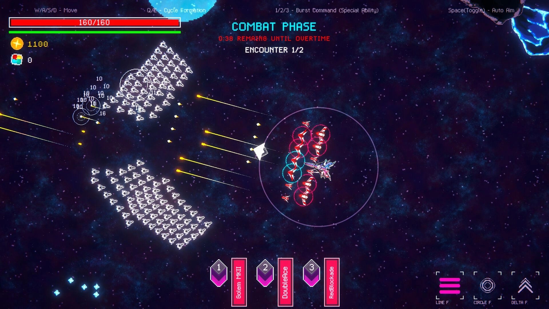 Ark Odyssey: Starship fleet battles enemy formation in space during combat phase with UI elements visible.