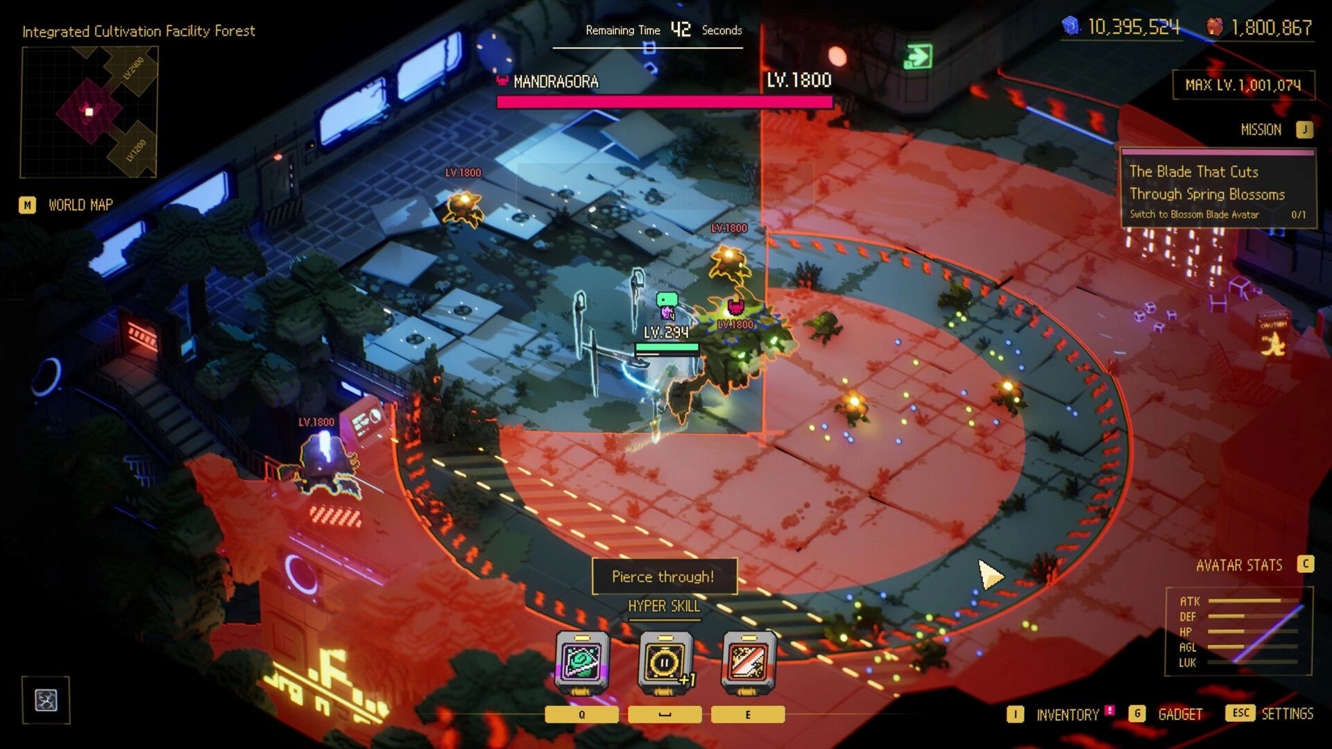 Ascend to ZERO: Player battles Mandragora in Integrated Cultivation Facility Forest with skills and items UI