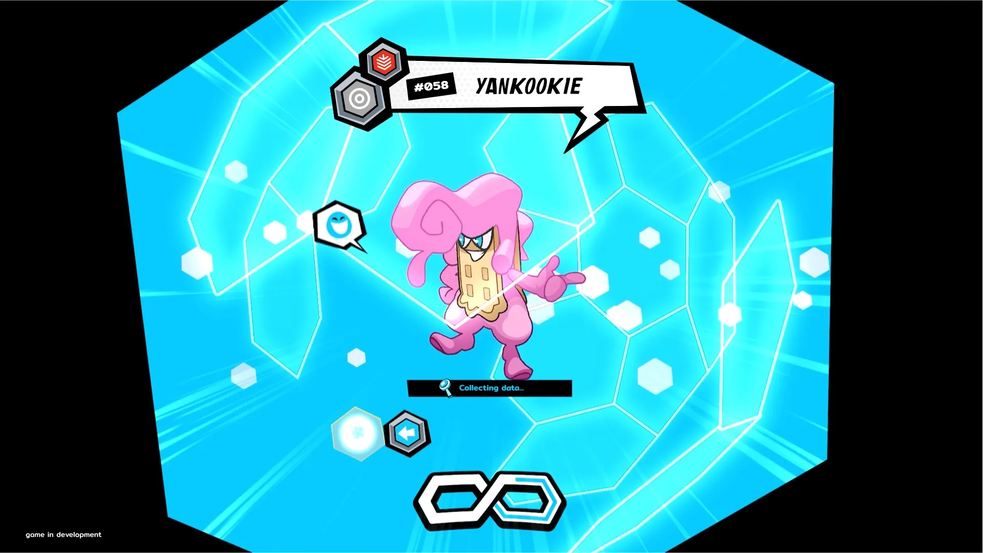 Bagdex: Yankookie character data collection screen with blue hexagonal background and UI elements