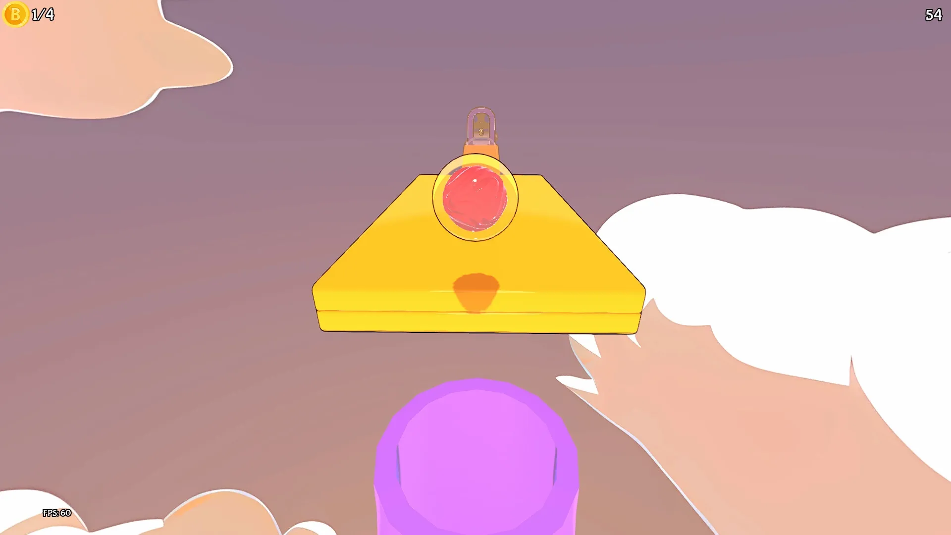 Balloomia: Gasha ball on yellow platform in sky with coin count and timer in vibrant cloud-filled setting