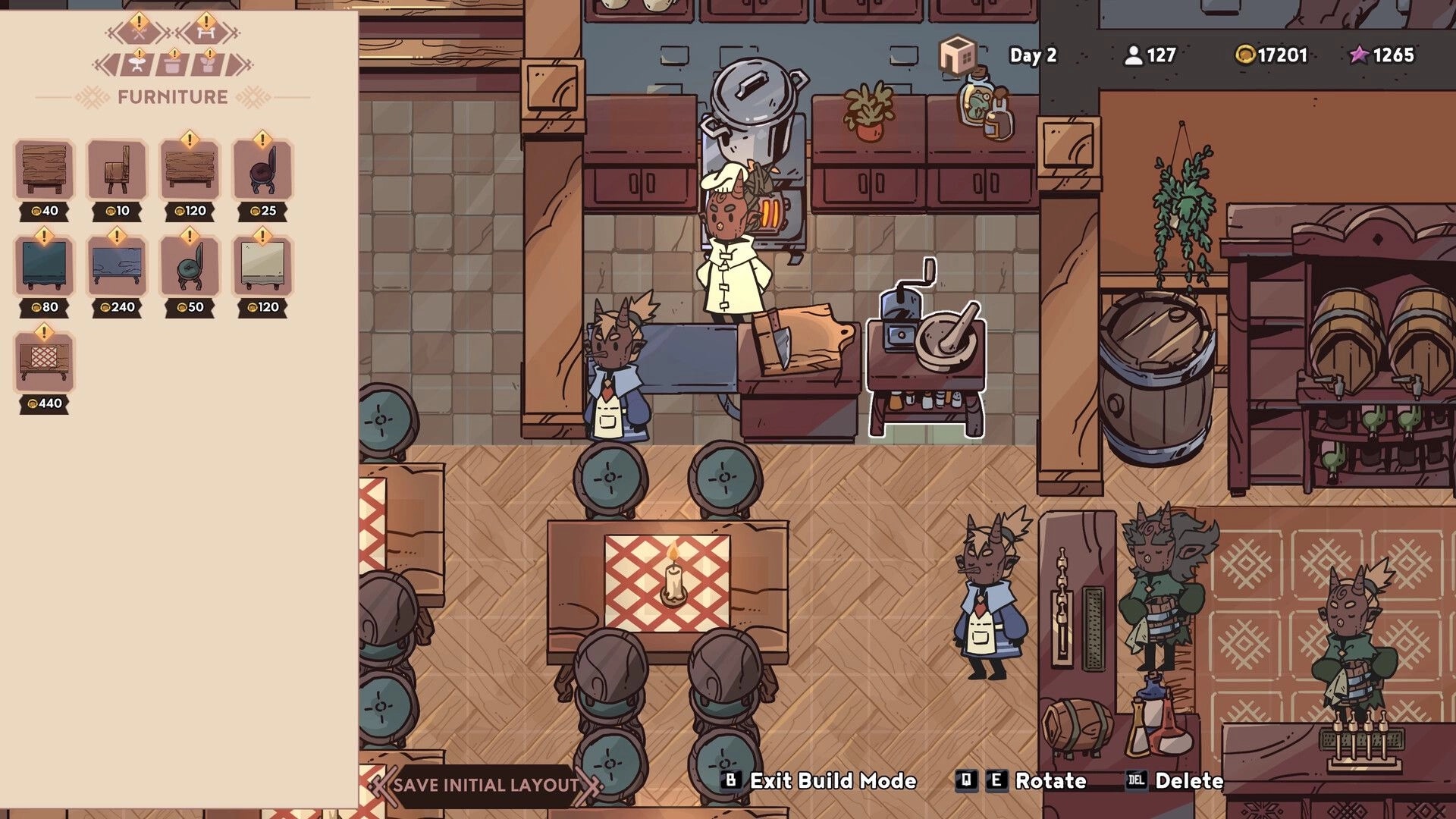 Baltic Folk: Chef cooking in the tavern kitchen, surrounded by staff and furniture selection menu open