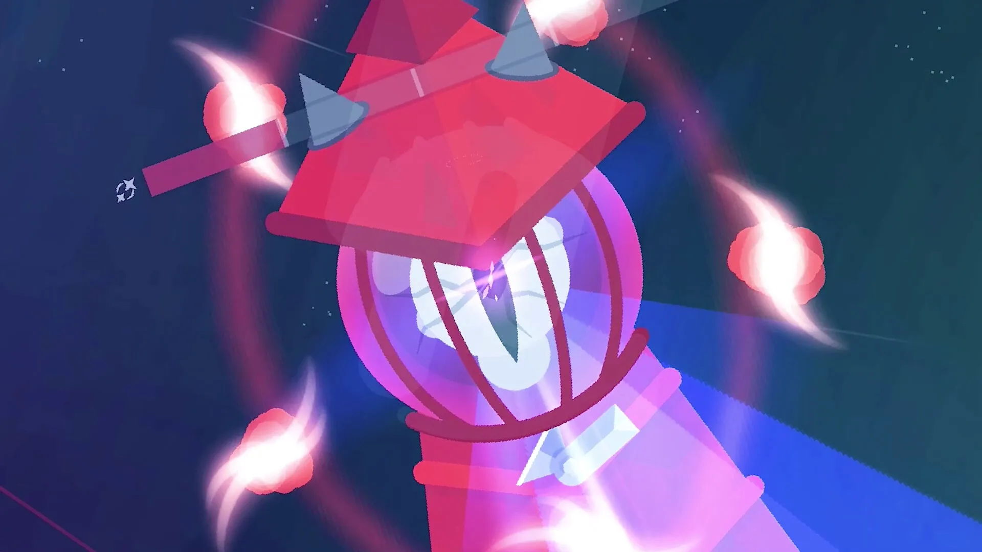 Baseless: Player character launches projectiles in space environment with dynamic colorful effects