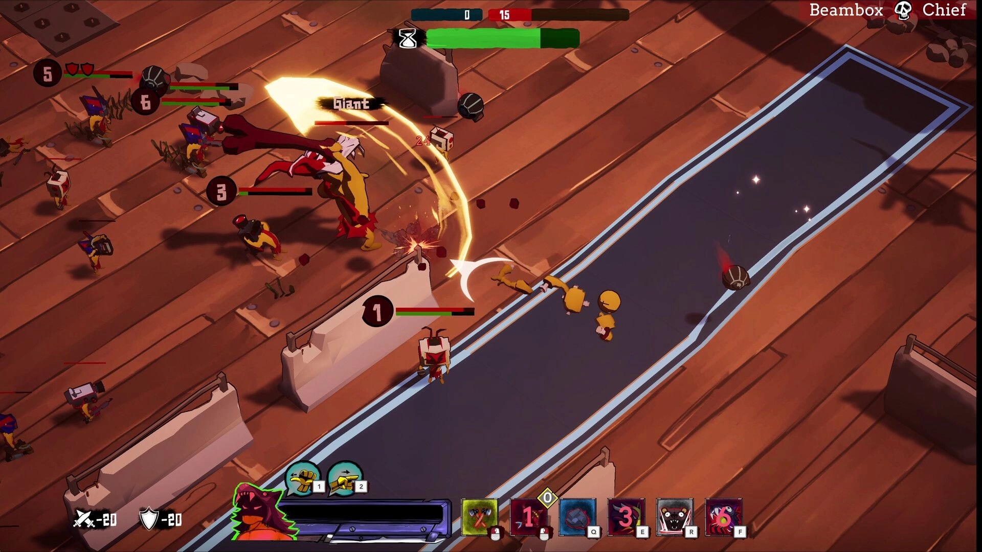 Battle Lads: Real-time battle with Synths and Ronin on a wooden ship deck, health bars visible