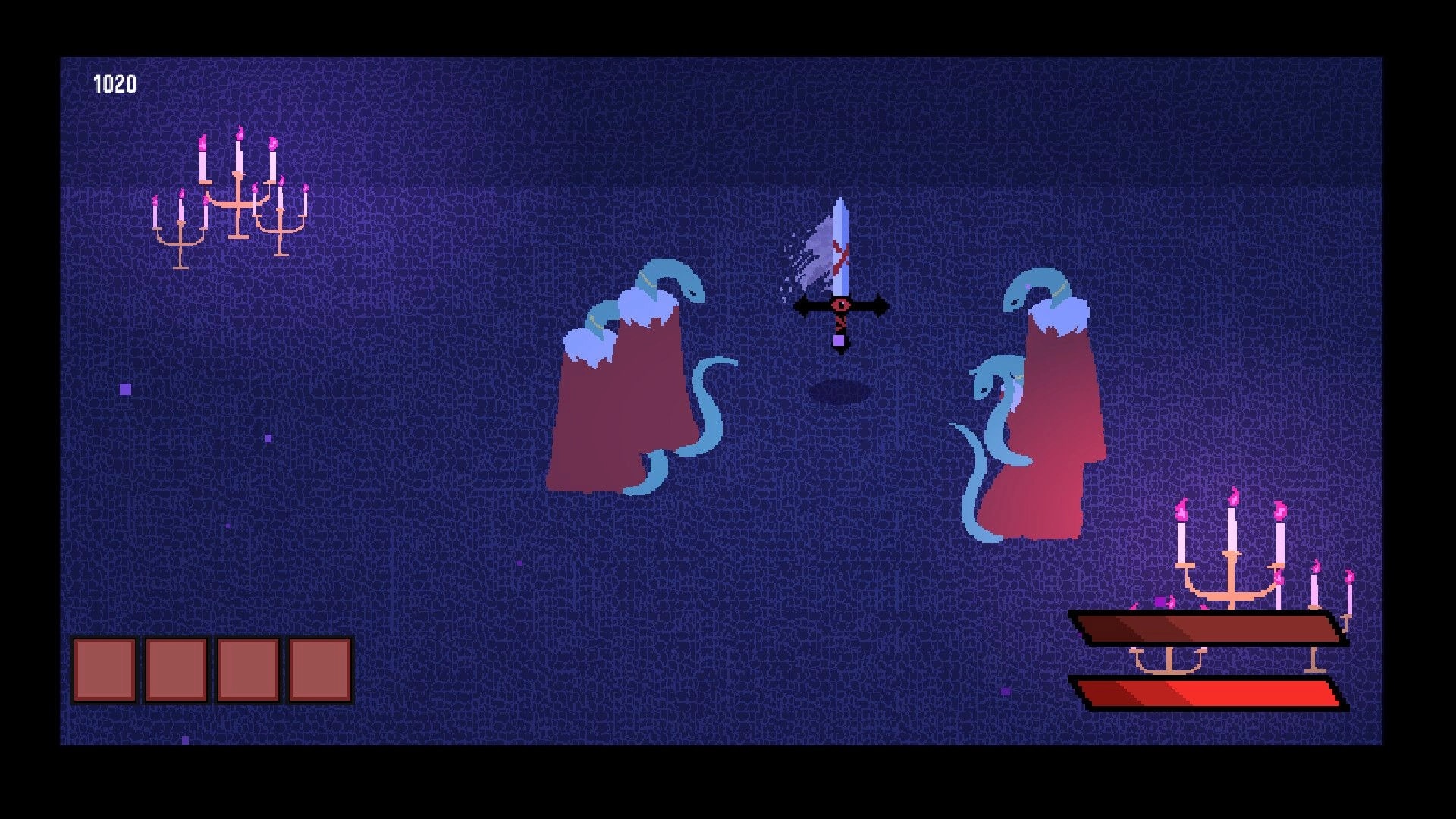 Be the Sword: Sentient sword battles tentacled creatures in a dimly lit, eerie Mirror Dimension arena