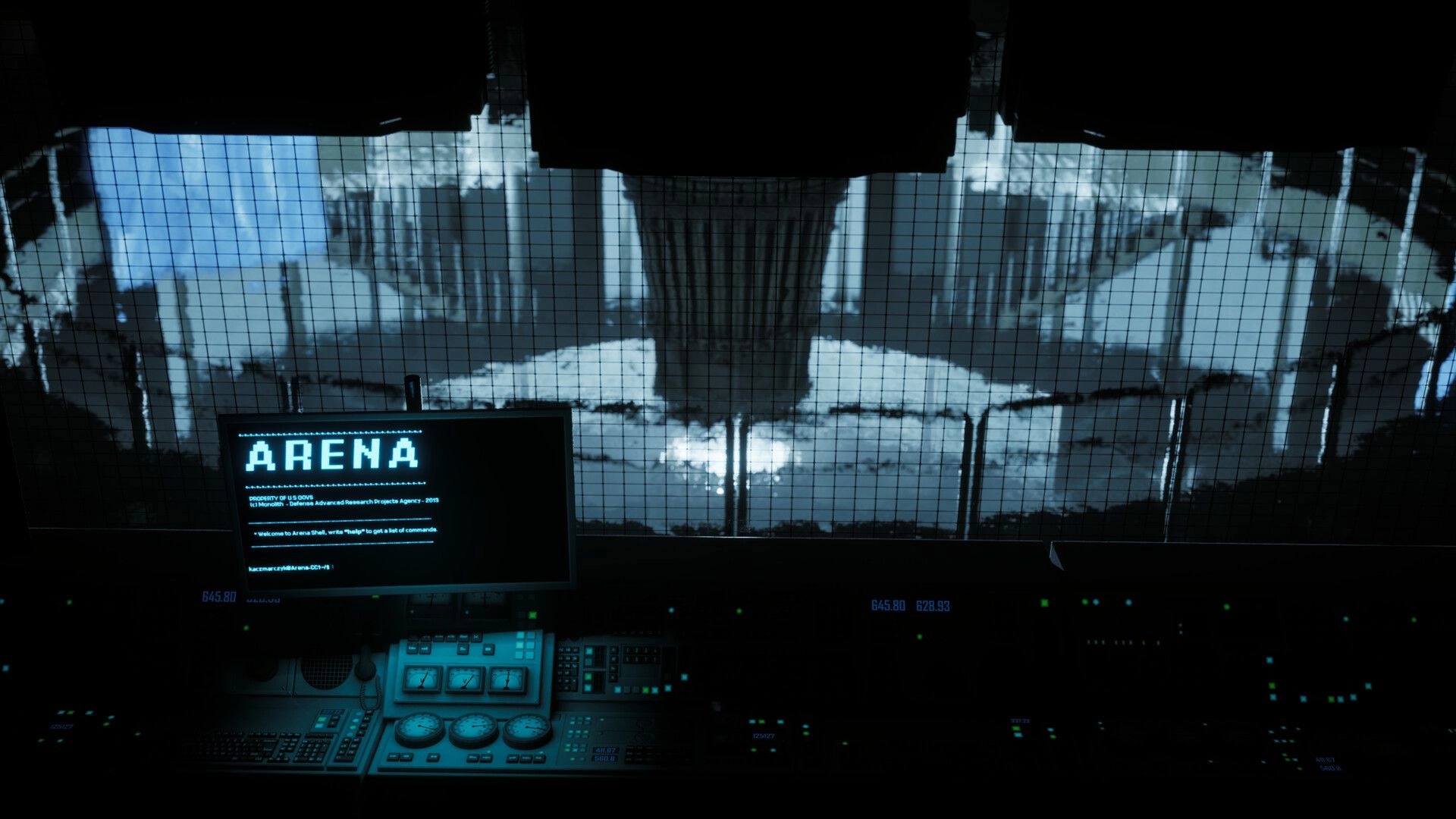 Beautiful Light: Control room interface with "ARENA" display overlooking a large industrial facility