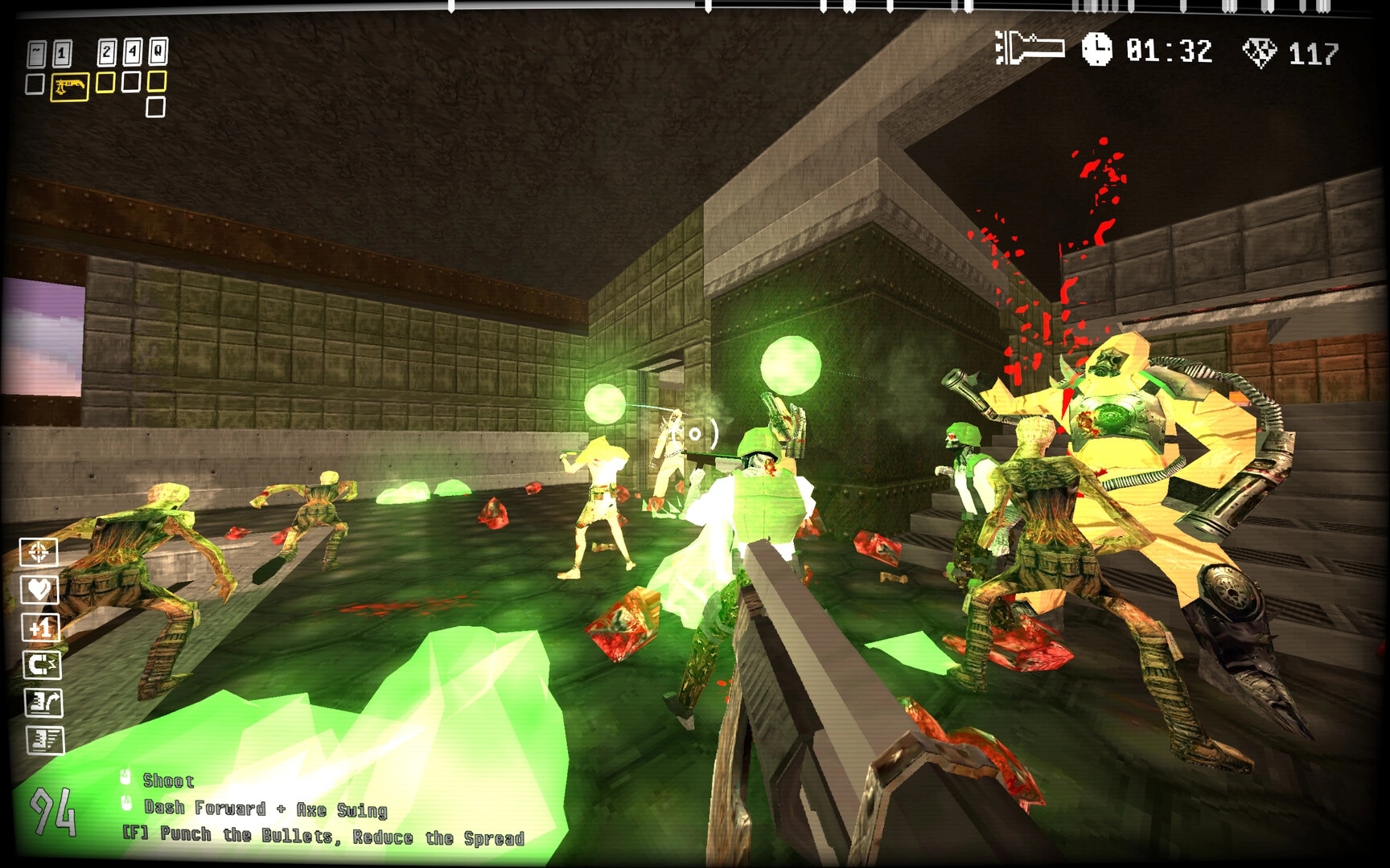 Berserker's Domain: Intense combat scene with player battling zombies and a large monster in a dark arena