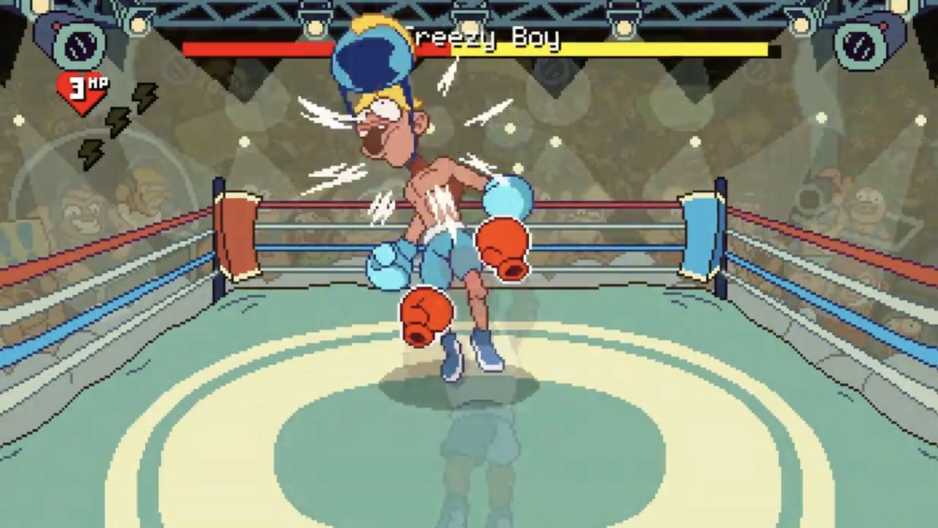 Big Boy Boxing: Player lands a punch on Creezy Boy in a boxing ring, HP and stamina UI visible.