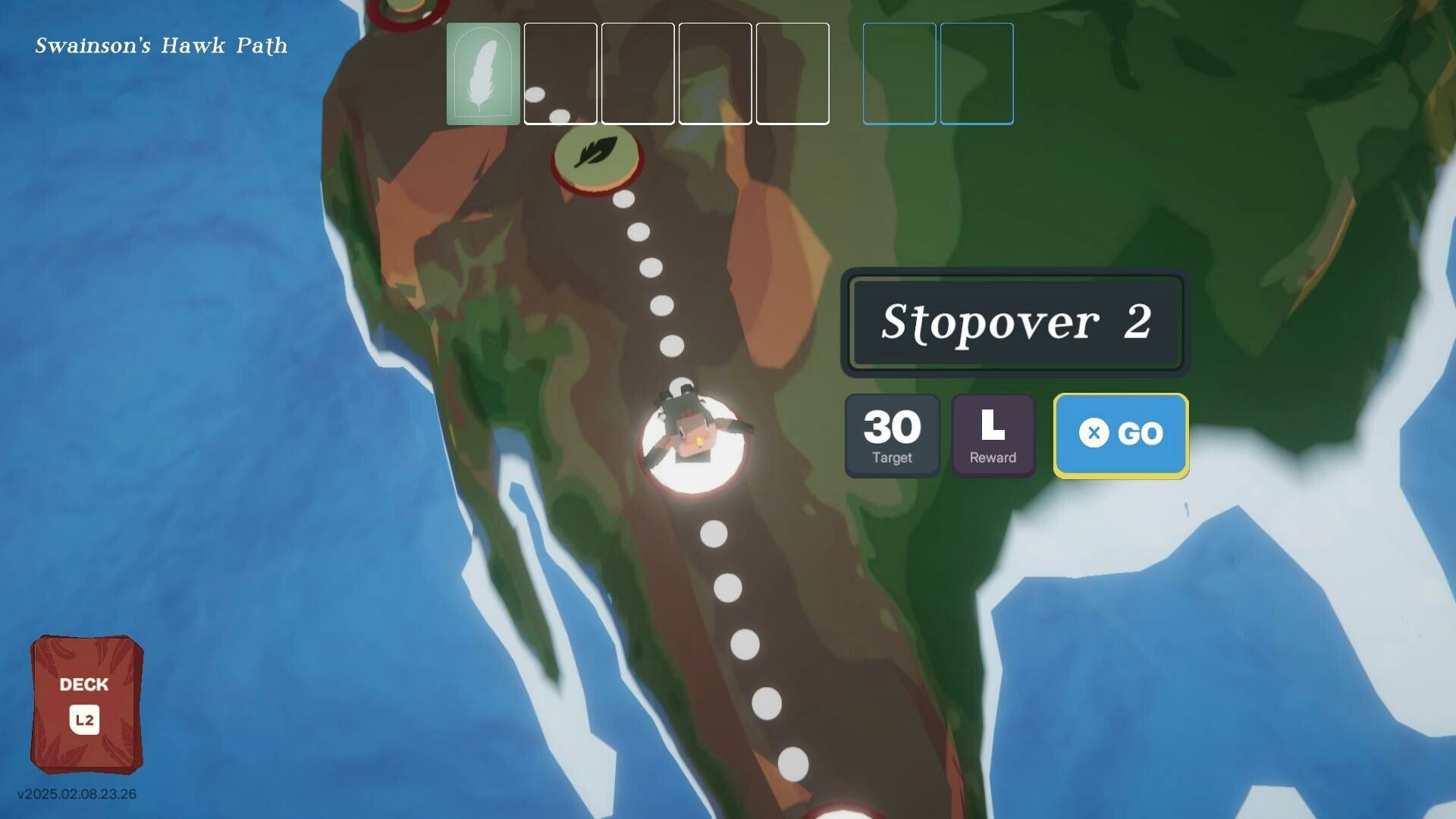 Birdigo: Swainson’s Hawk Path with stopover details and deck access in a map interface