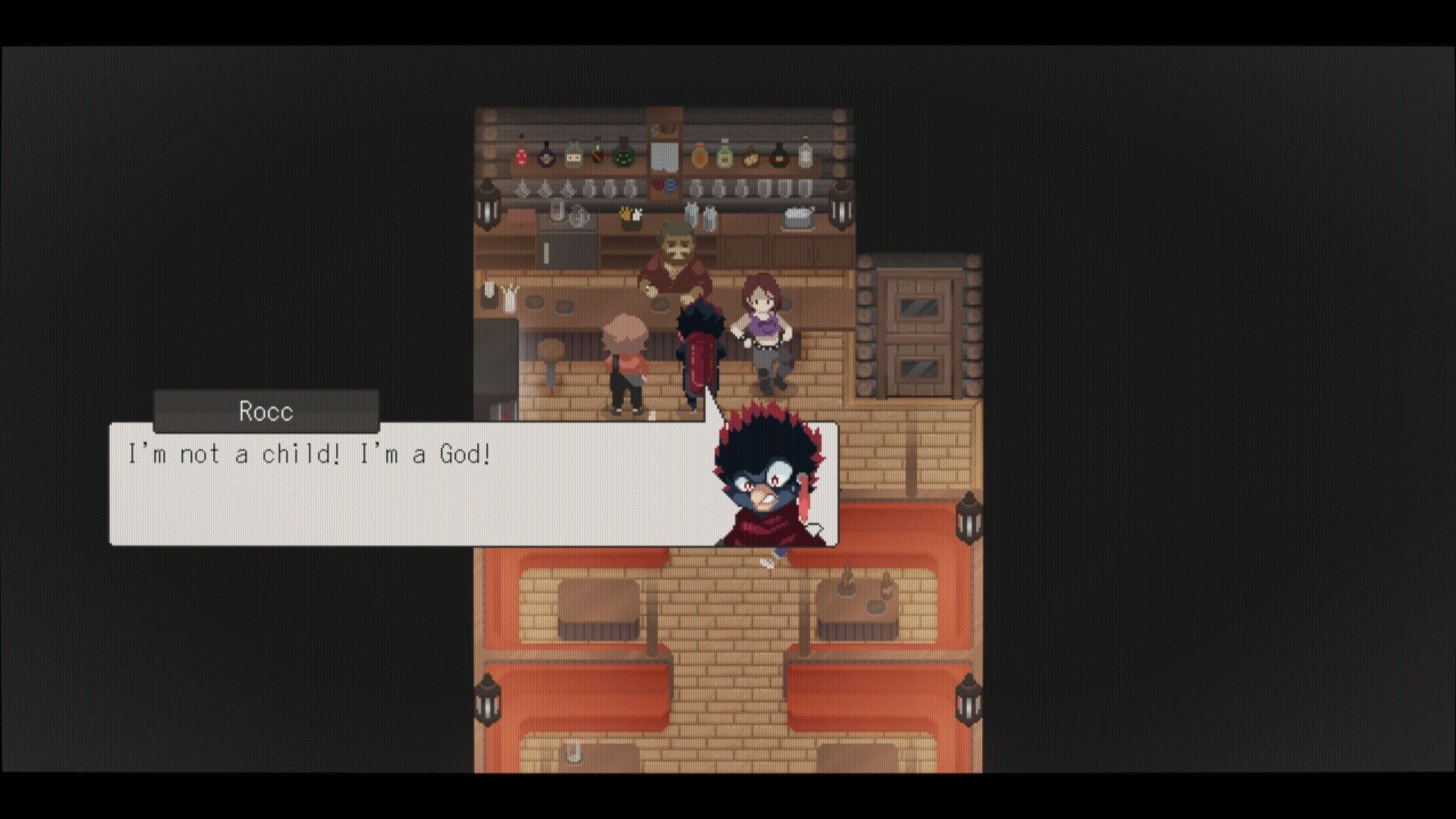 Bittersweet Birthday: Rocc declares divinity in a cozy tavern setting with detailed wooden interiors.