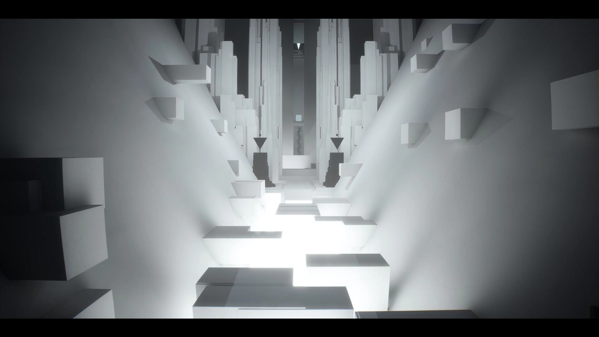 BLACKSHARD: Traversing a bright, geometric corridor in the mysterious Labyrinth megastructure.