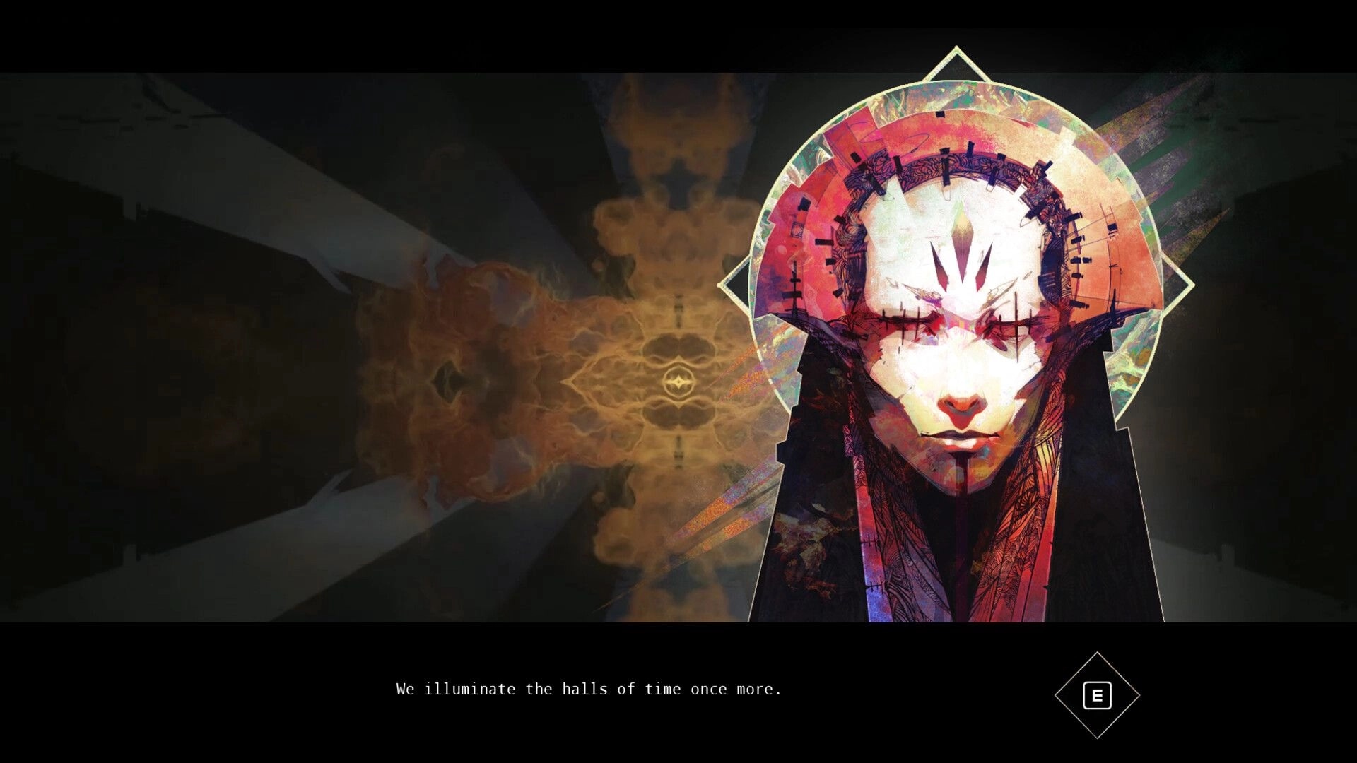 BLACKSHARD: Mysterious figure with intricate face markings in abstract, colorful background setting