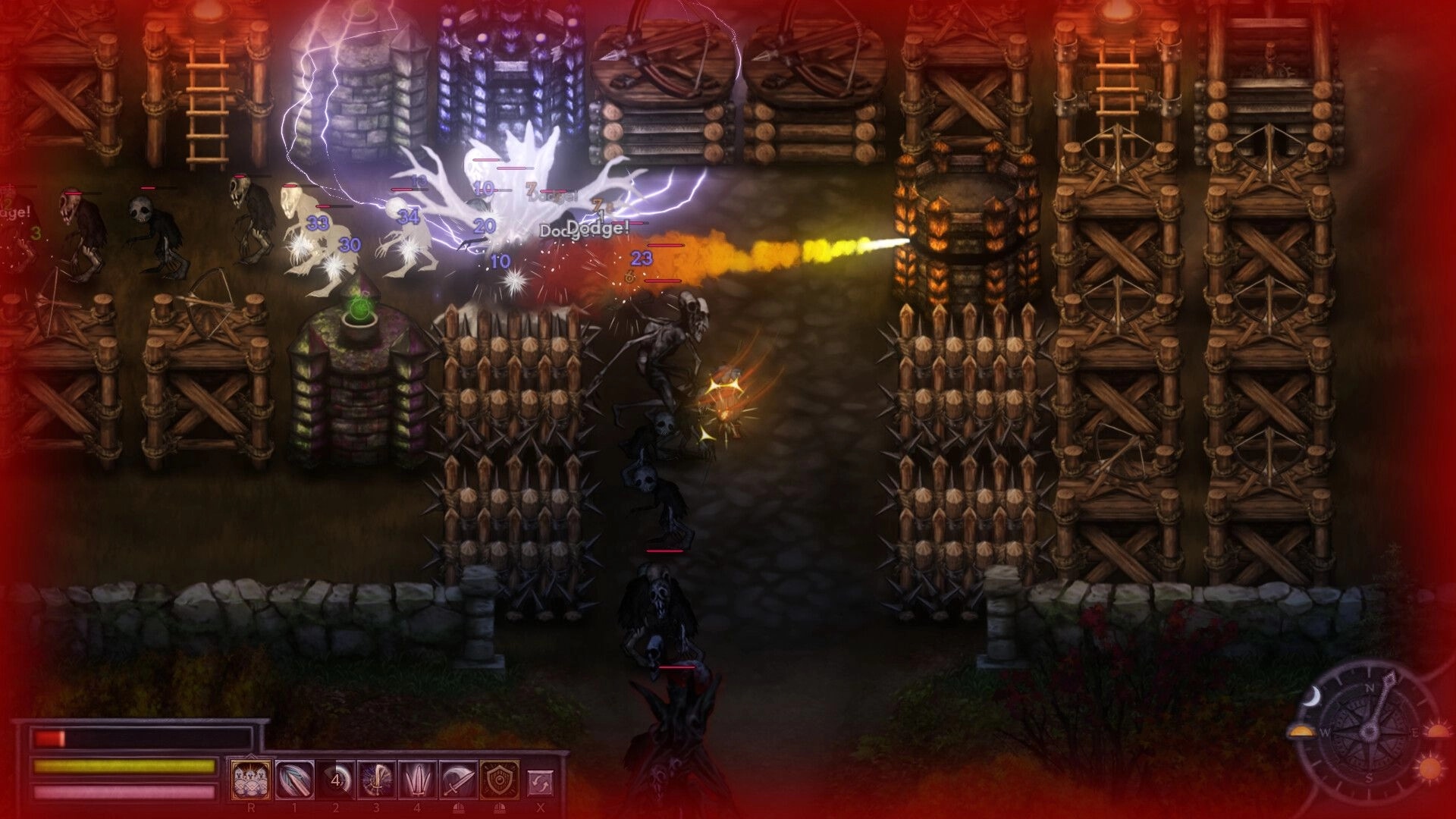 Bleaklight Falls: Meelu defends the village with fiery attacks against invading monsters at night.