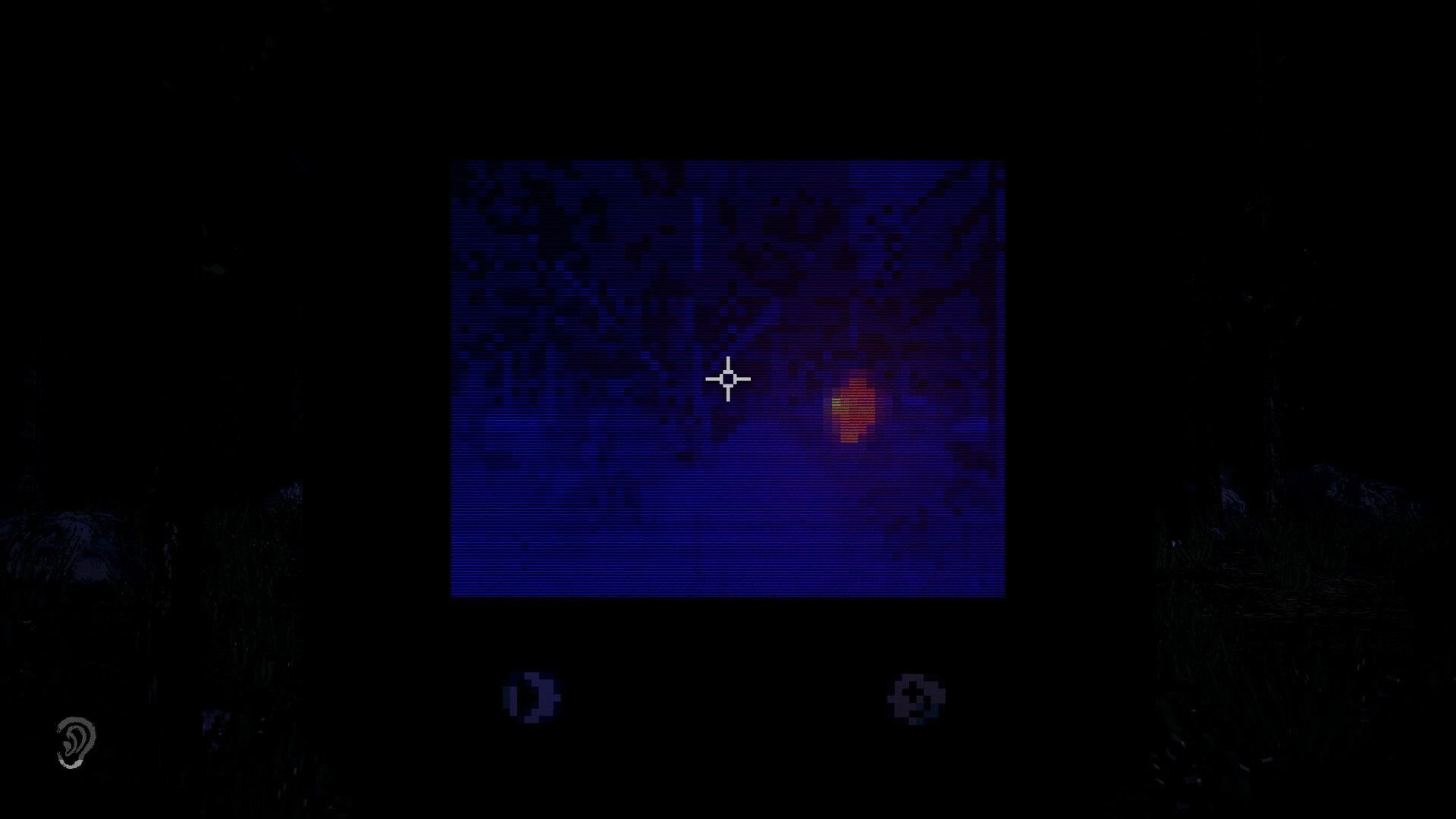 Blue Ridge Hunting: Thermal camera view with heat signature in dark forest environment