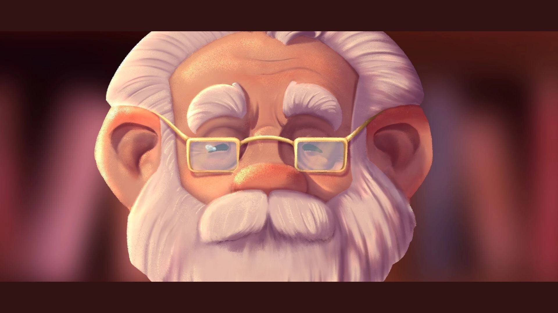Book Nook: Close-up of a bearded elderly man with glasses and bushy eyebrows on a blurred backdrop.