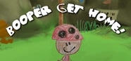 Booper, Get Home!: Booper stands smiling in a colorful, hand-drawn forest with the game title above.