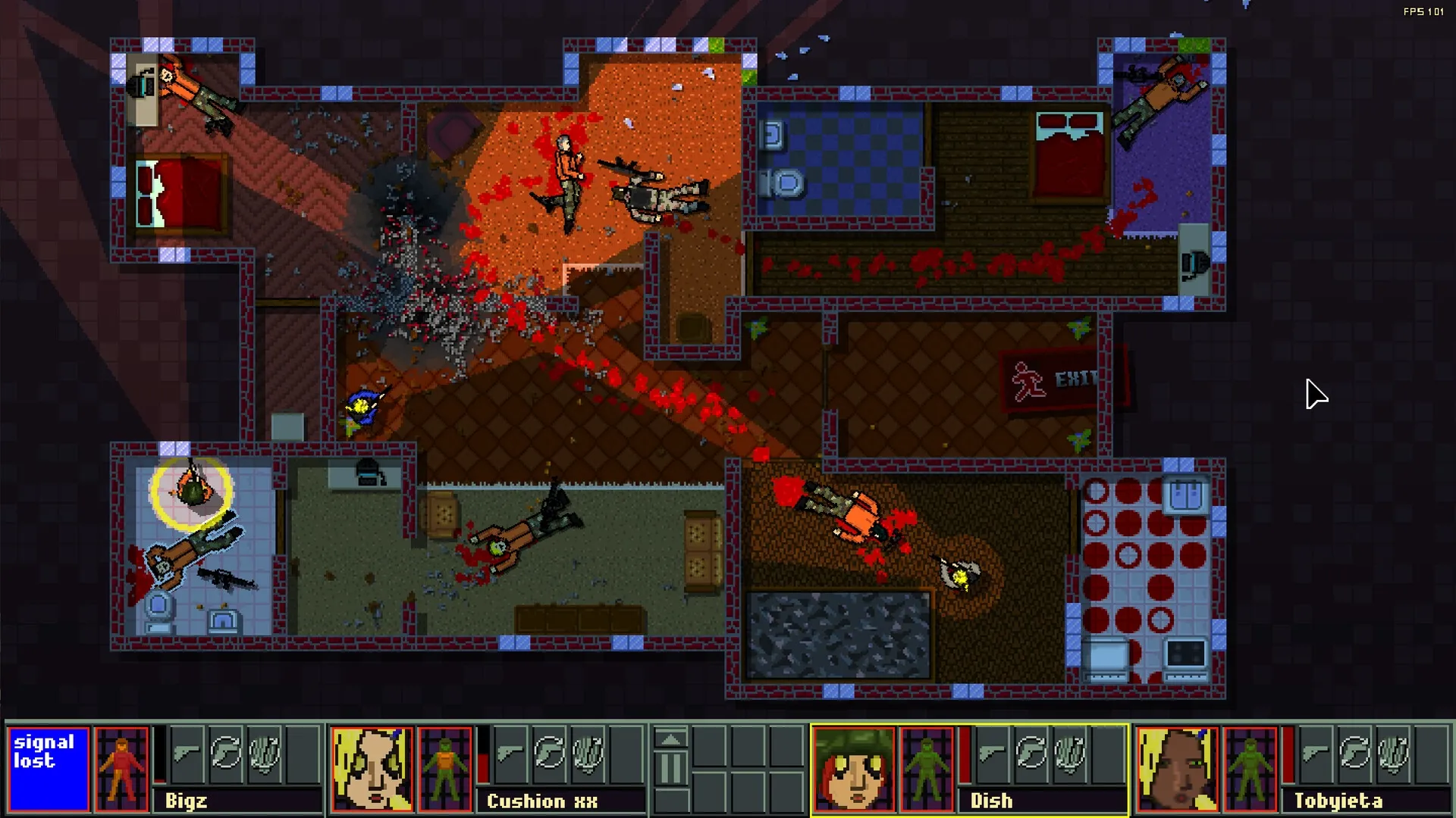 Brain Hack Squad: Tactical combat in a building with agents Bigz and Cushion navigating rooms