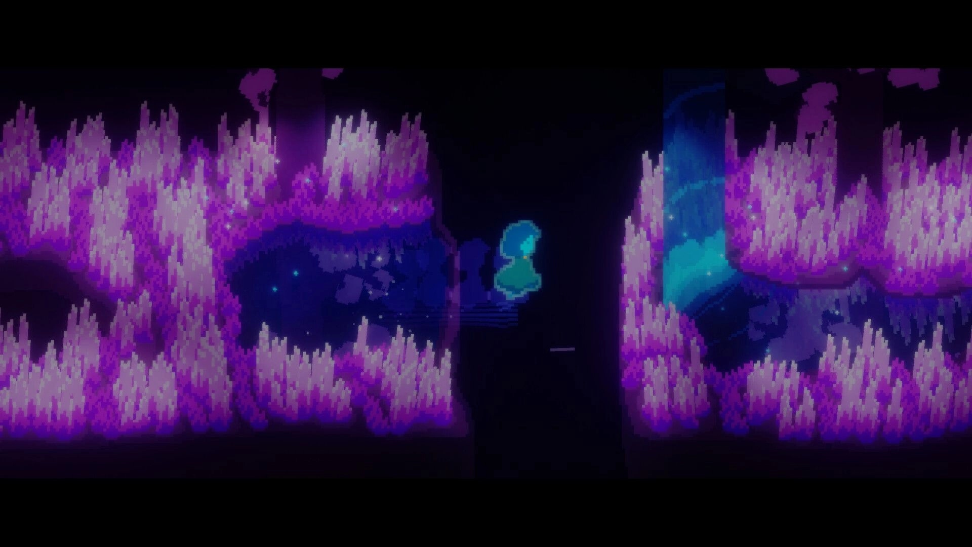 Bring Me Hope: Hooded character walks through glowing purple crystal caves with a blue waterfall nearby.