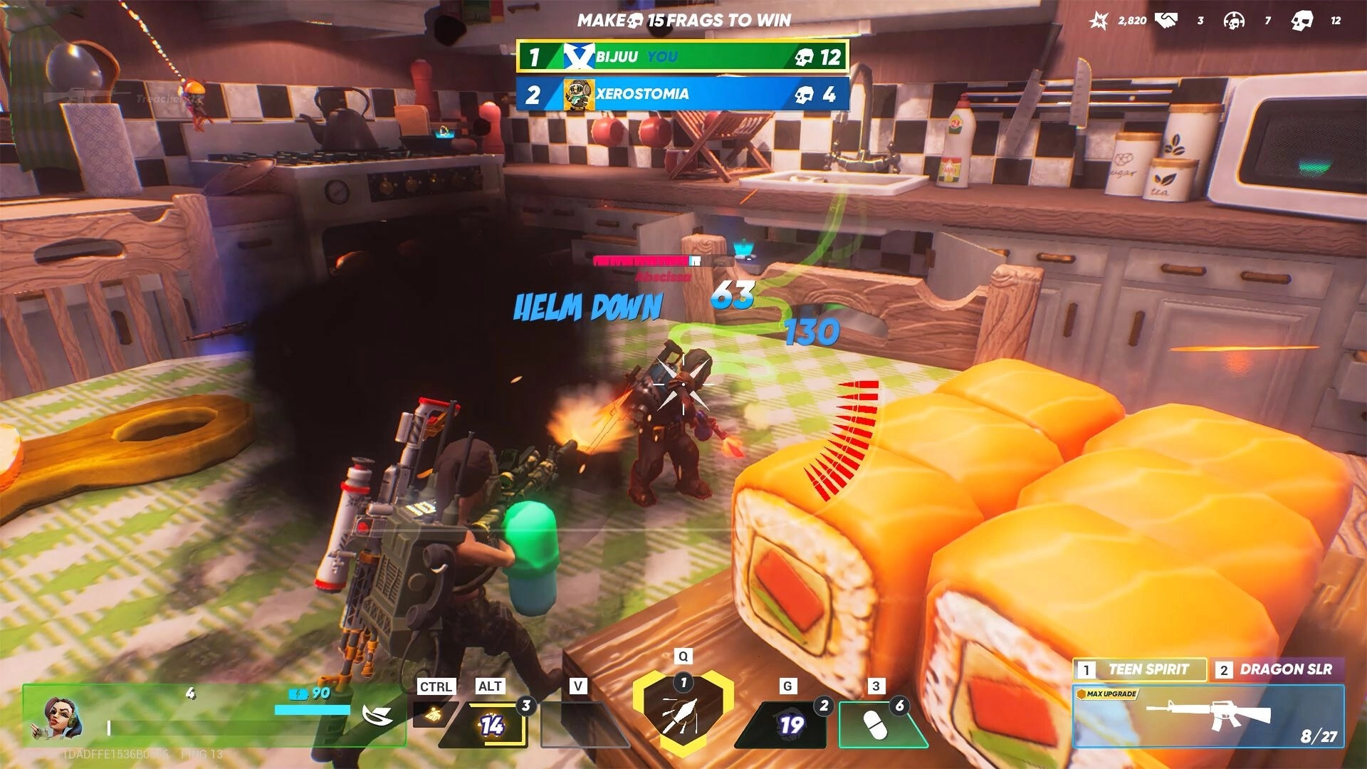 BULLET YEETERS: Intense kitchen battle with agents shooting and using jetpacks amidst oversized food.