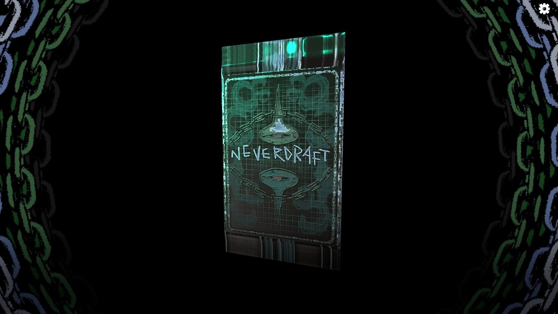 Chain Corp: "NEVERDRAFT" card pack on dark background with chain-themed border and gear icon top right