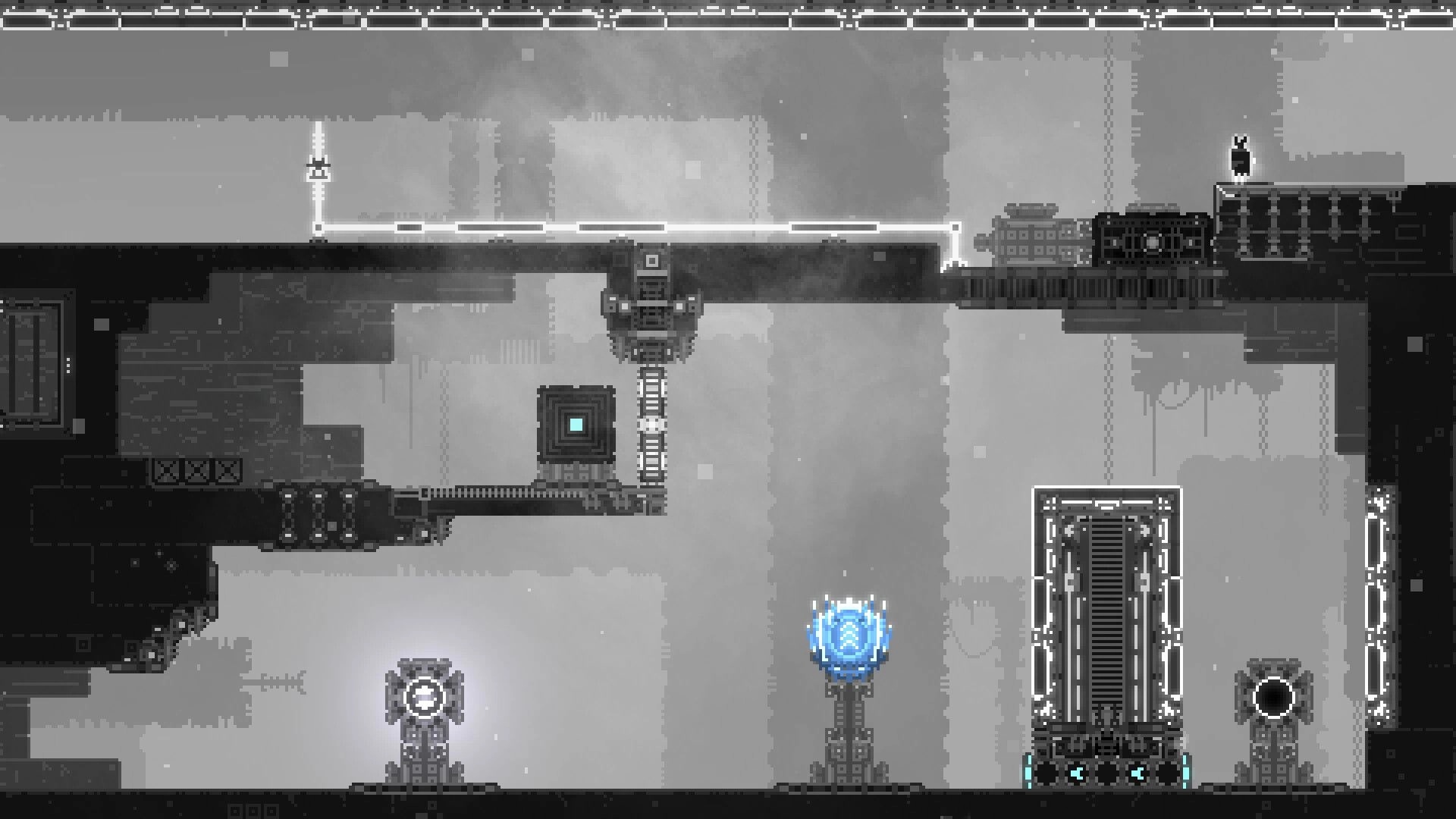 CHASM SHIFT: Character navigating a pixelated maze with glowing orbs and platforms in a puzzle dungeon
