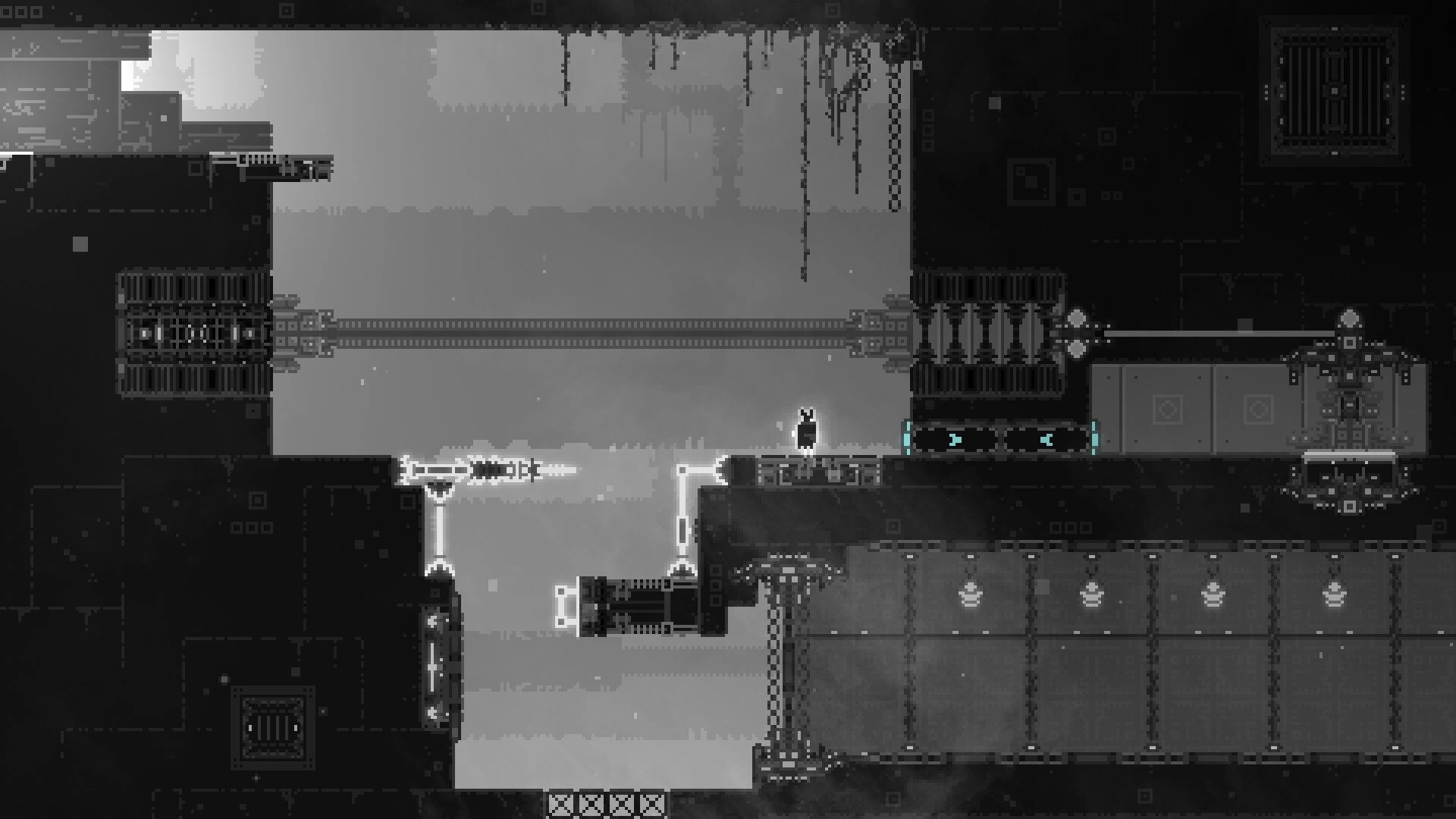 CHASM SHIFT: Player character navigates a mechanical puzzle in a dimly lit, industrial dungeon setting.